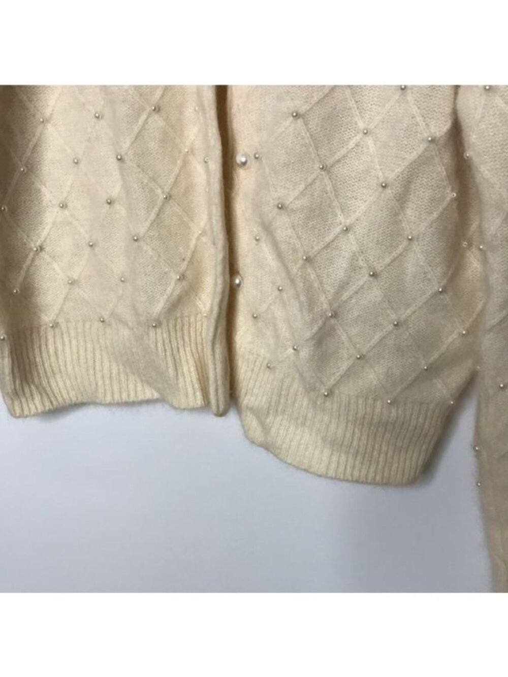 Vintage Classiques Entier Lambs Wool Cardigan with Pearl Embellishments M MEDIUM - Picture 8 of 9